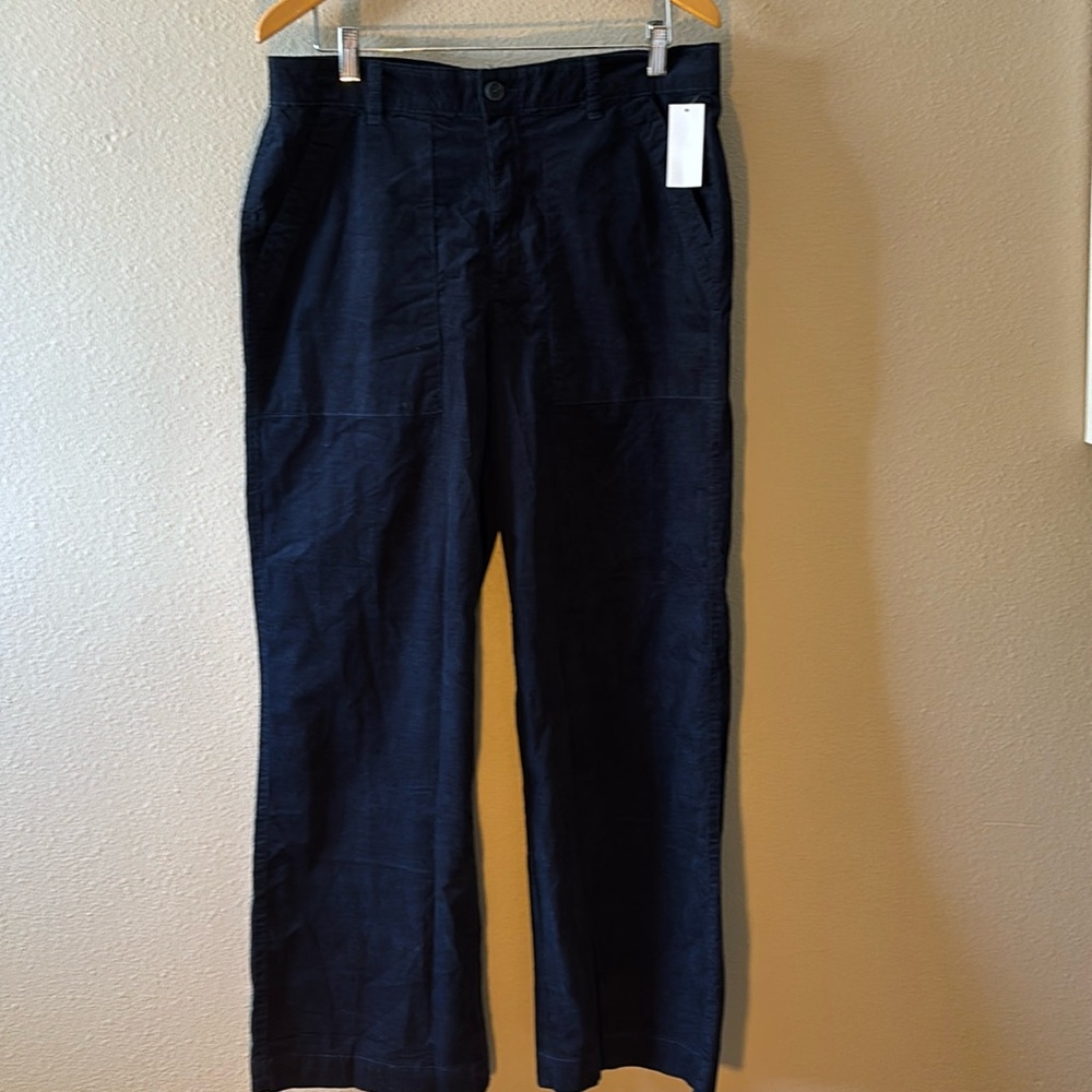 Original Weatherproof Vintage Corduroy Pants 12 Navy Blue Wide Leg Pockets NWT